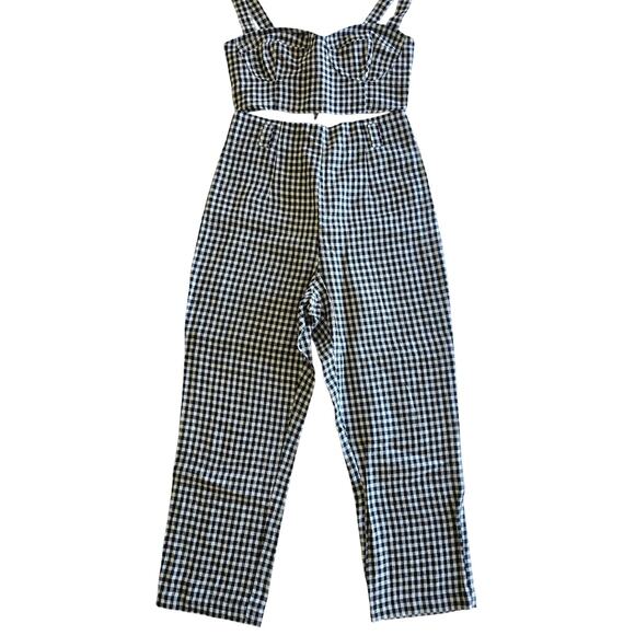 Reformation Linen Gingham 2-Piece Set Sz 4 — Top & High-Waist Pants - Picture 1 of 7